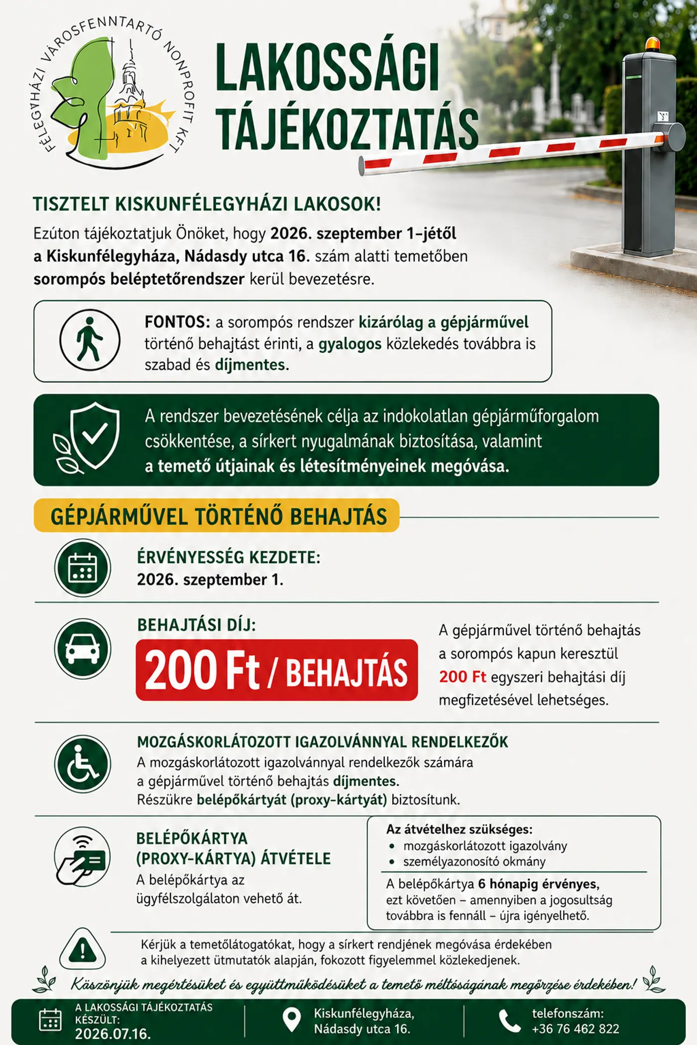 Lakossági tájékoztatás